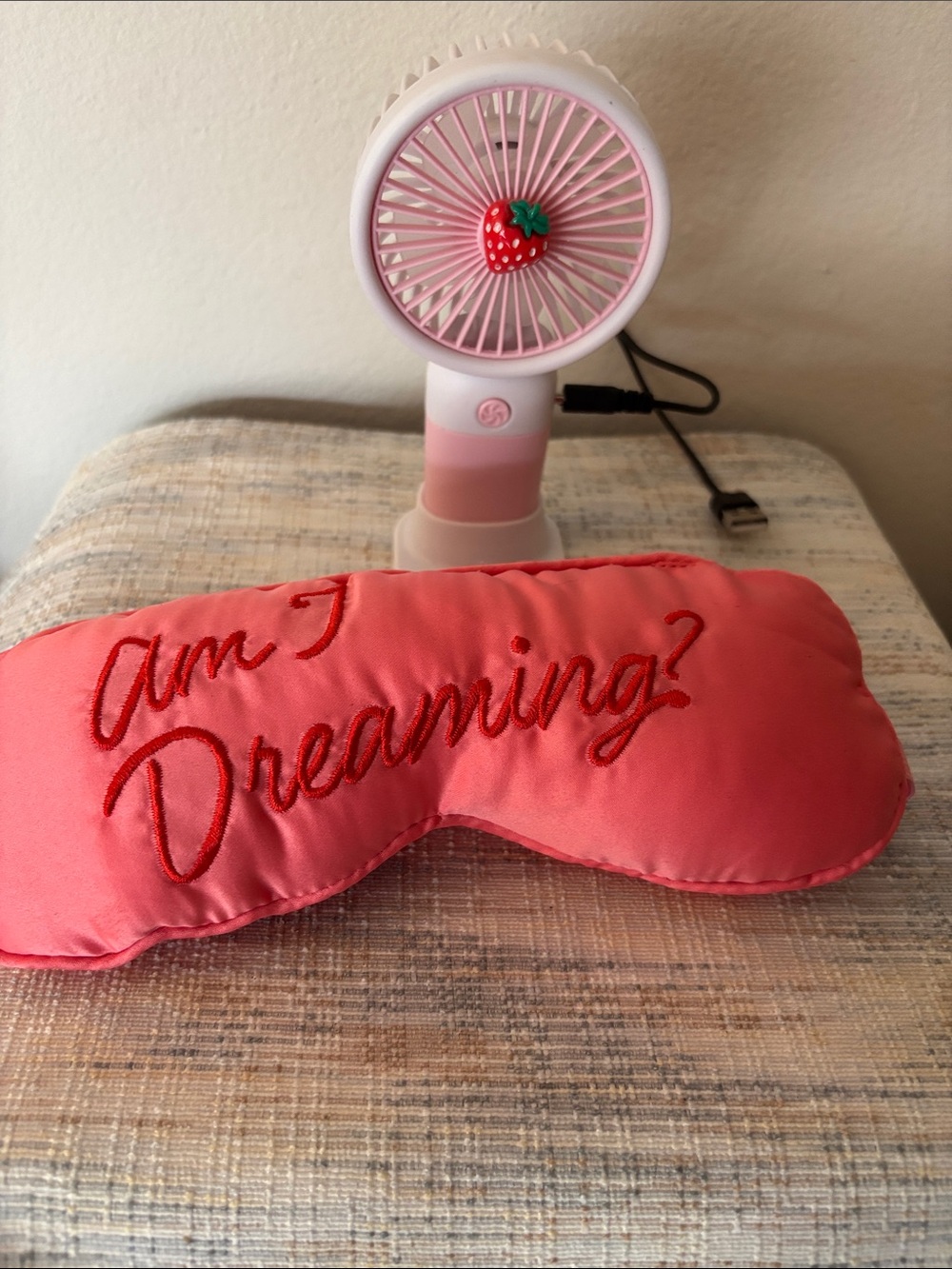 Bundle of mini portable fan and sleep mask